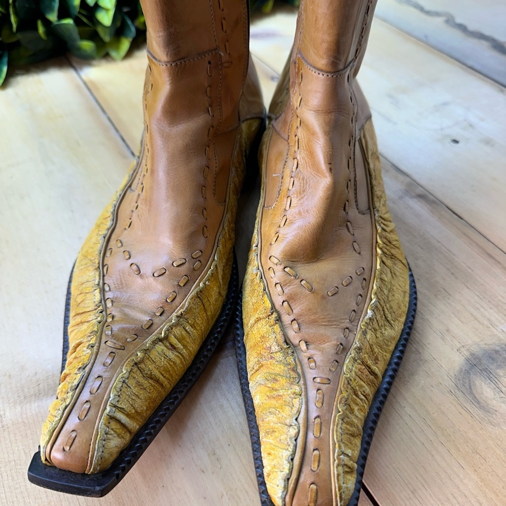 Jo Ghost Cognac Zipper Ankle Luxury Boots Vero Cuoio Made in Italy EU 43 - Picture 2 of 7